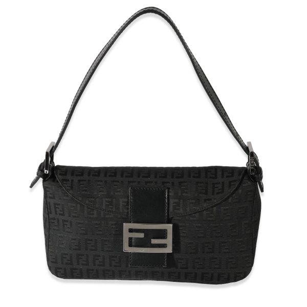 128123 fv Fendi Vintage Black Canvas Zucchino Mama Baguette