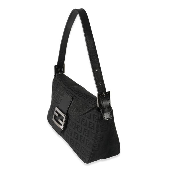 128123 sv Fendi Vintage Black Canvas Zucchino Mama Baguette