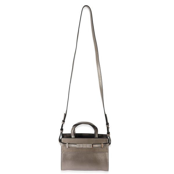 128124 ad1 Saint Laurent Silver Leather Nano Manhattan Shopper