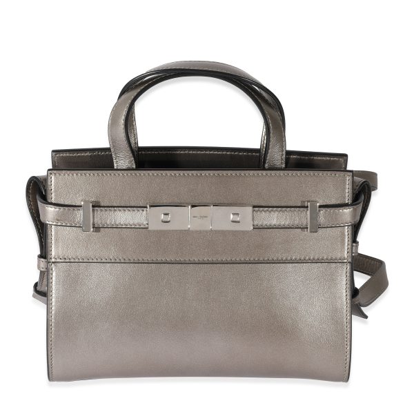 128124 fv Saint Laurent Silver Leather Nano Manhattan Shopper