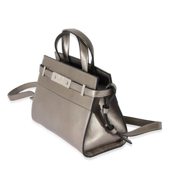 128124 pv Saint Laurent Silver Leather Nano Manhattan Shopper