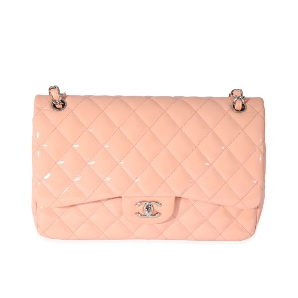 128137 fv ce31f4d5 01ba 427f bbe2 417e3ec04990 Chanel Pink Patent Leather Jumbo Double Flap Bag