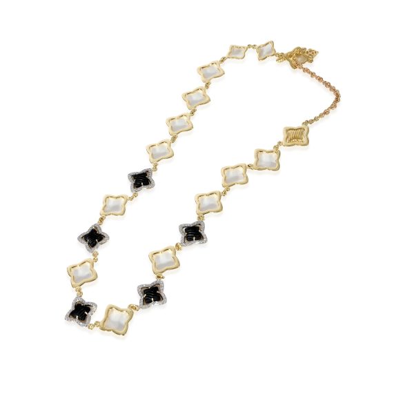 128155 pv 4636199e 702c 4106 87f8 121ca7991ef7 David Yurman Quatrefoil Onyx Diamond Necklace in 18k Yellow Gold 175 CT