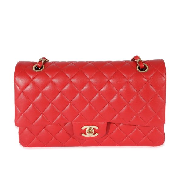 128239 fv 963d2652 2340 4b55 8cfe f3df1587fbee Chanel Red Quilted Lambskin Medium Classic Flap Bag