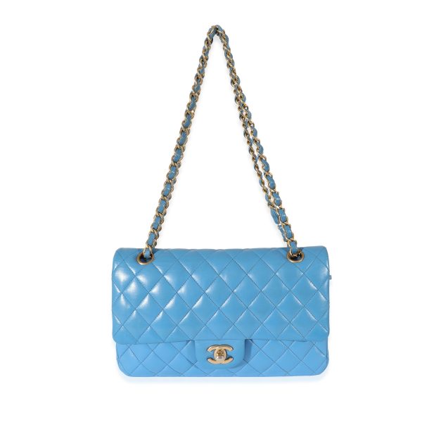 128242 bv 73251dc3 3032 4973 b73f 91ed801bf087 Chanel Lambskin Blue Quilted Medium Double Flap Bag