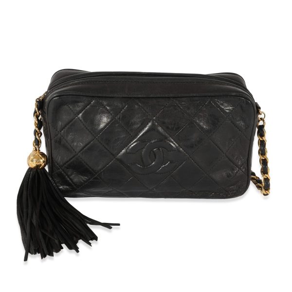 128243 fv Chanel Vintage Lambskin Diamond Quilted Tassel Bag