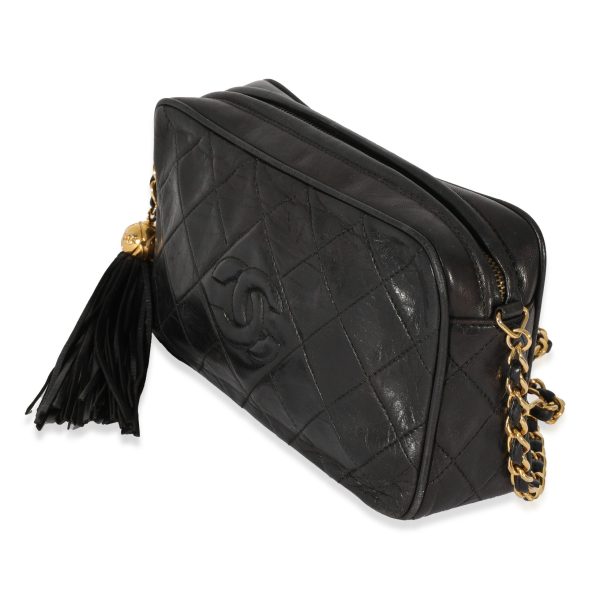 128243 sv Chanel Vintage Lambskin Diamond Quilted Tassel Bag