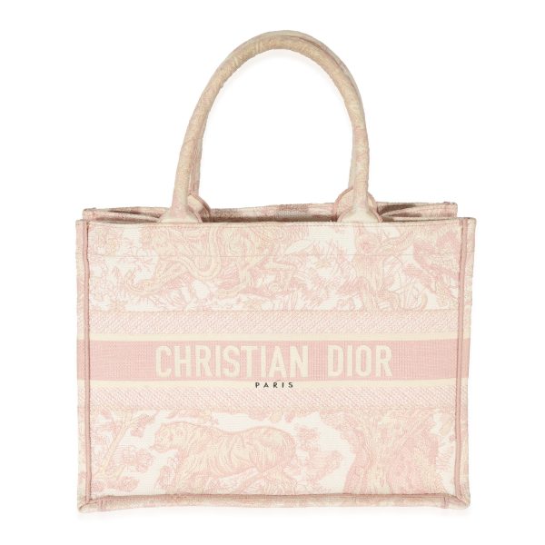 128251 fv Christian Dior Pink Toile de Jouy Embroidery Medium Book Tote