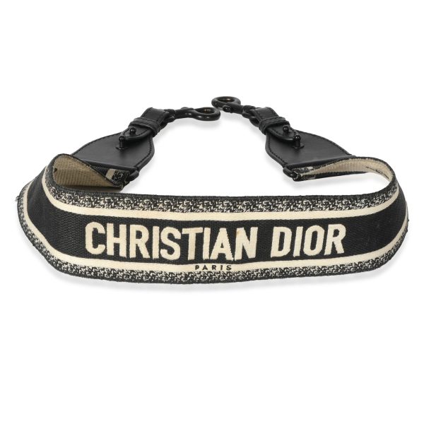 128277 sv Christian Dior Black Ultramatte Canvas Logo Embroidered Strap