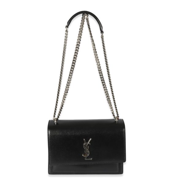 128288 bv Saint Laurent Black Smooth Leather Medium Sunset Bag