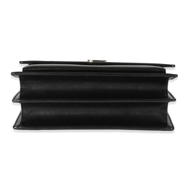 128288 stamp Saint Laurent Black Smooth Leather Medium Sunset Bag