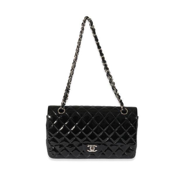 128364 bv 388b6f58 088c 4fc2 b725 d16866690c07 Chanel Black Quilted Patent Leather Medium Classic Double Flap Bag