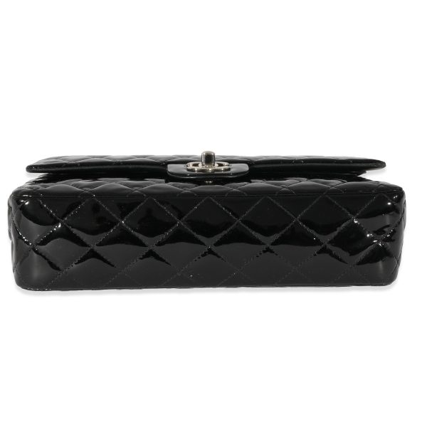 128364 stamp 78f55f46 3093 4919 9309 5b0a5c3a8018 Chanel Black Quilted Patent Leather Medium Classic Double Flap Bag