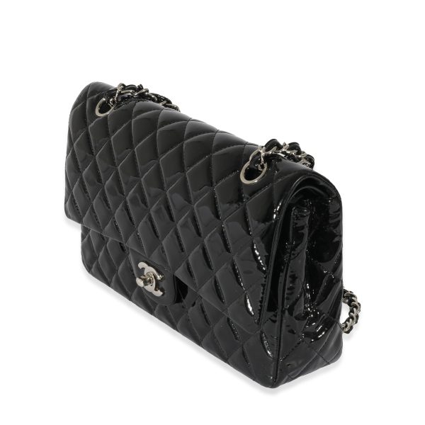 128364 sv 4bba4a31 e083 40bf a6d9 3d7a44a16bde Chanel Black Quilted Patent Leather Medium Classic Double Flap Bag