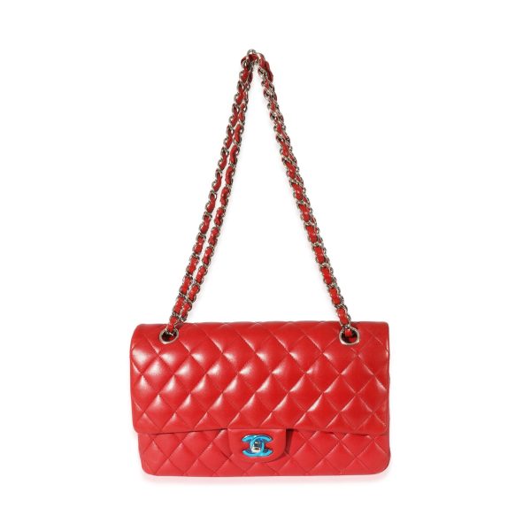 128365 bv 7191499e 043a 43d4 b5fb 9ad66ea9ffd0 Chanel Red Quilted Lambskin Medium Classic Double Flap Bag