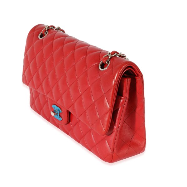 128365 sv 05e7fd32 9b00 45b8 a086 04992e692f50 Chanel Red Quilted Lambskin Medium Classic Double Flap Bag