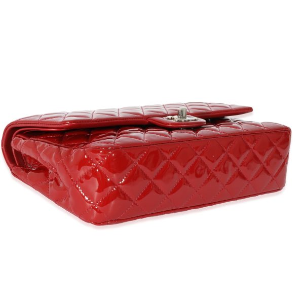 128370 clasp Chanel Red Patent Classic Medium Double Flap