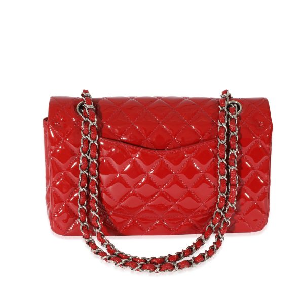 128370 pv Chanel Red Patent Classic Medium Double Flap