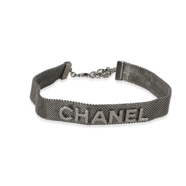 128381 fv Chanel Mesh Logo Choker Necklace