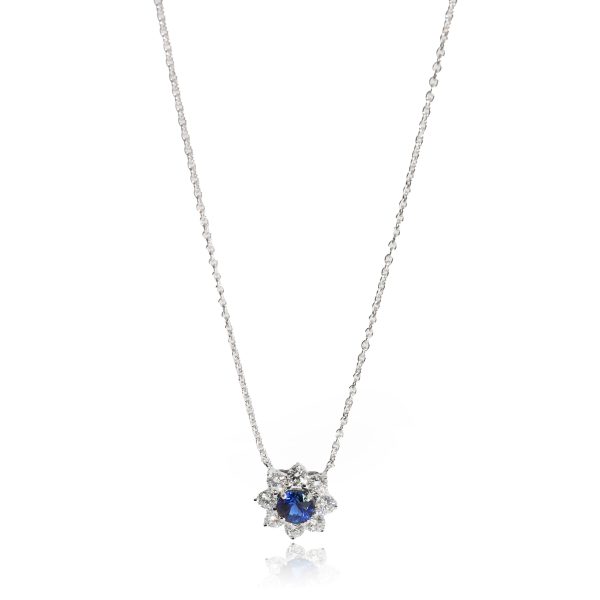 128387 fv Harry Winston Sunflower Blue Sapphire Diamond Necklace in Platinum VS1 047 CTW