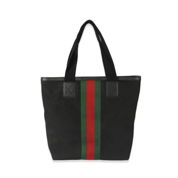 128398 pv Gucci Black Canvas Techno Web Tote