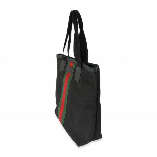 128398 sv Gucci Black Canvas Techno Web Tote