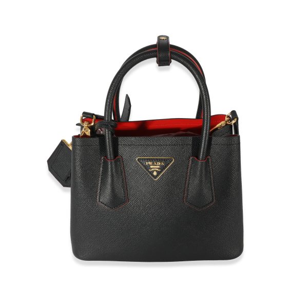 128419 fv 602a6431 5f6b 49fc b7de 7af858e63df3 Prada Black Saffiano Mini Double Bag