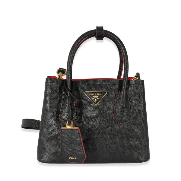 128419 pv db41e043 39df 4c74 bd75 cc3643a42c0d Prada Black Saffiano Mini Double Bag