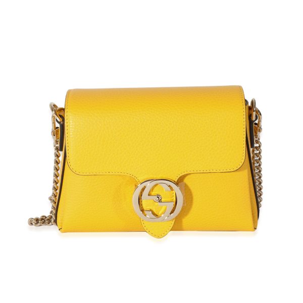 128451 fv Gucci Yellow Leather Mini Dollar Interlocking G Crossbody Bag