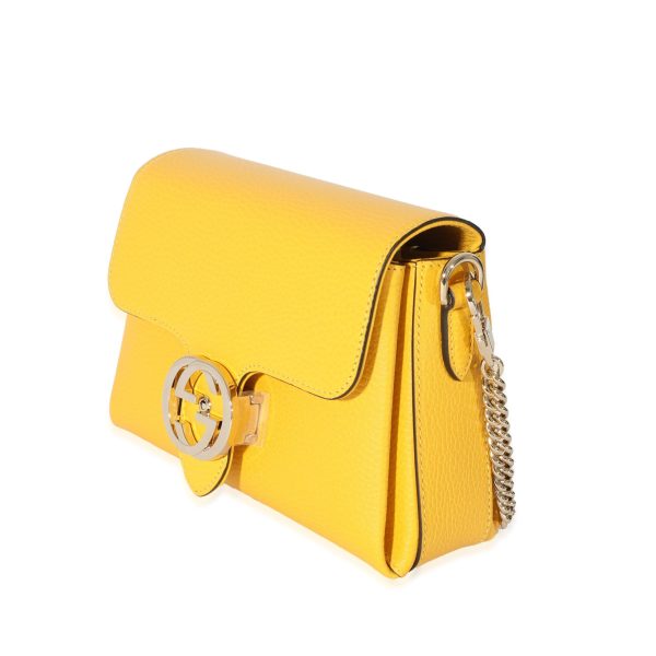 128451 sv Gucci Yellow Leather Mini Dollar Interlocking G Crossbody Bag