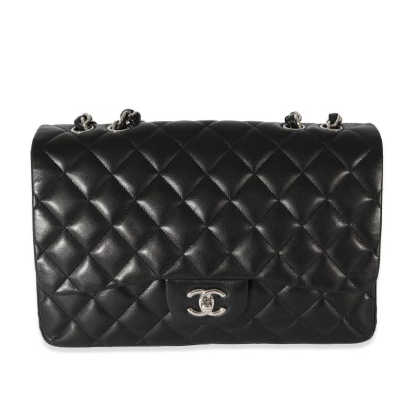 128457 fv 9e672f78 43cc 41e0 920d 544273f16eff Chanel Black Lambskin Jumbo Single Flap Bag