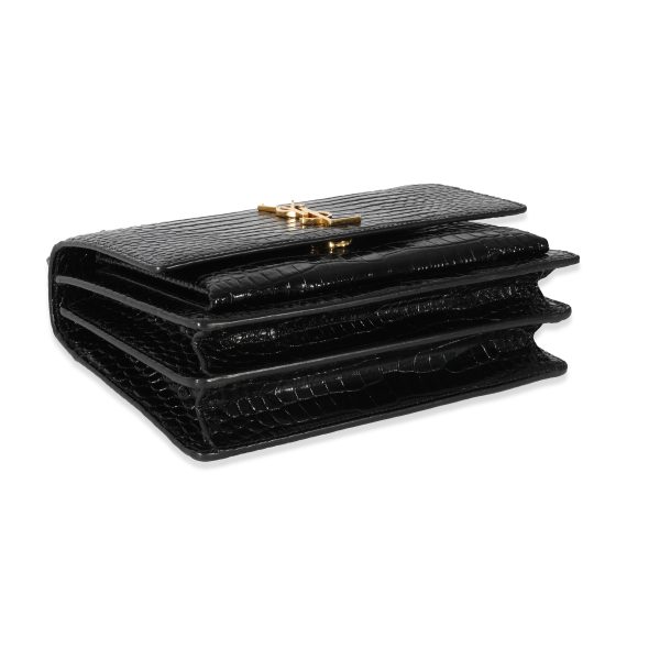 128463 bv Saint Laurent Crocodile Embossed Black Medium Monogram Sunset