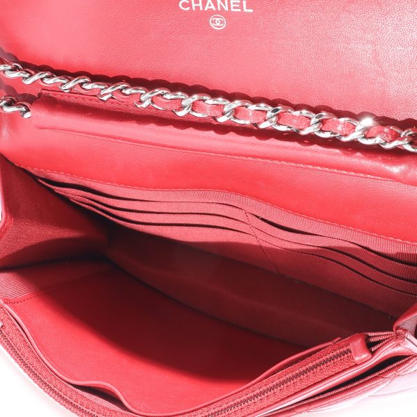 128464 ad1 Chanel Red Quilted Lambskin Wallet on Chain