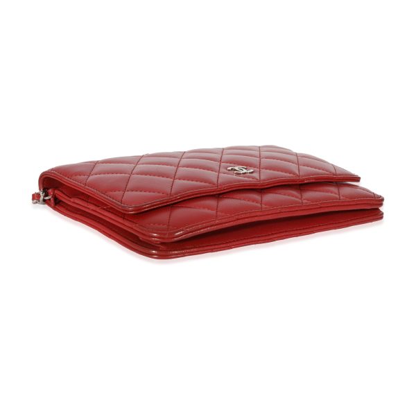 128464 bv Chanel Red Quilted Lambskin Wallet on Chain