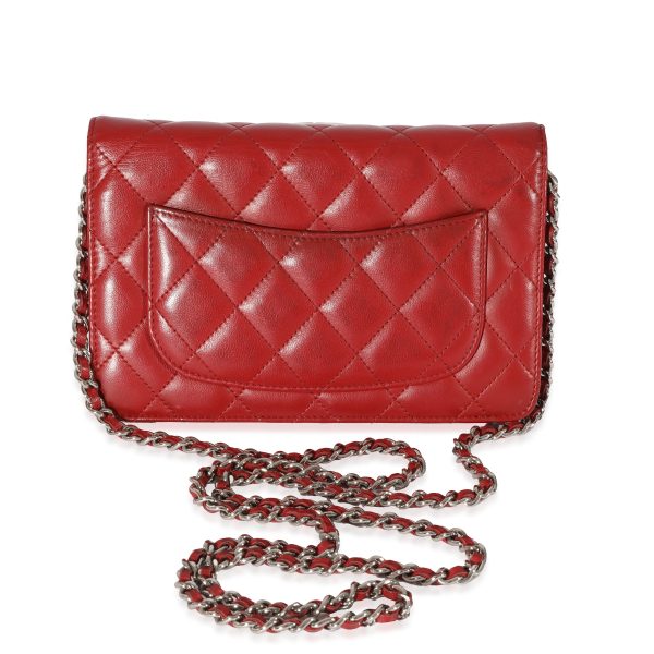 128464 pv Chanel Red Quilted Lambskin Wallet on Chain