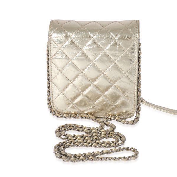 128476 pv 334a8ca8 bf73 4760 90e4 ea586de2631e Chanel Gold Metallic Calfskin Clams Chain Wallet On Chain