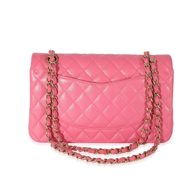 128498 pv Chanel Pink Quilted Caviar Medium Classic Double Flap