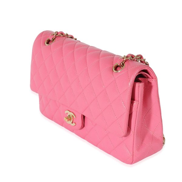 128498 sv Chanel Pink Quilted Caviar Medium Classic Double Flap