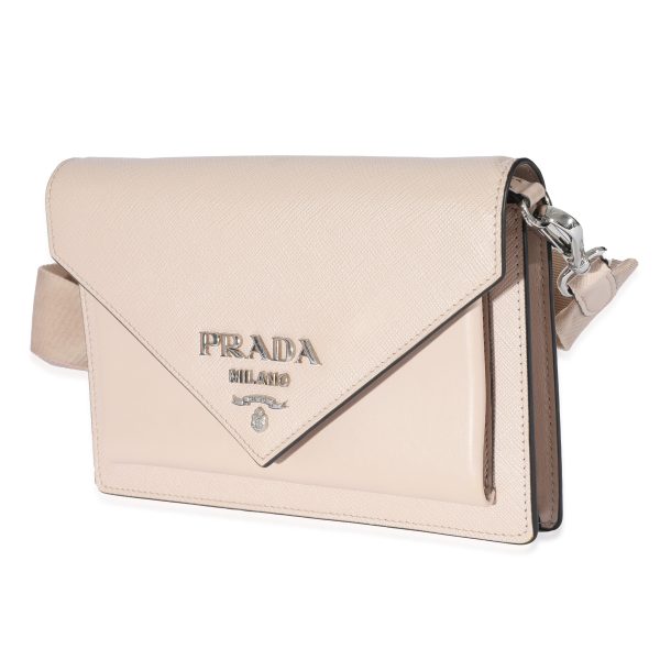 128510 sv Prada Beige Saffiano Leather Mini Envelope Bag