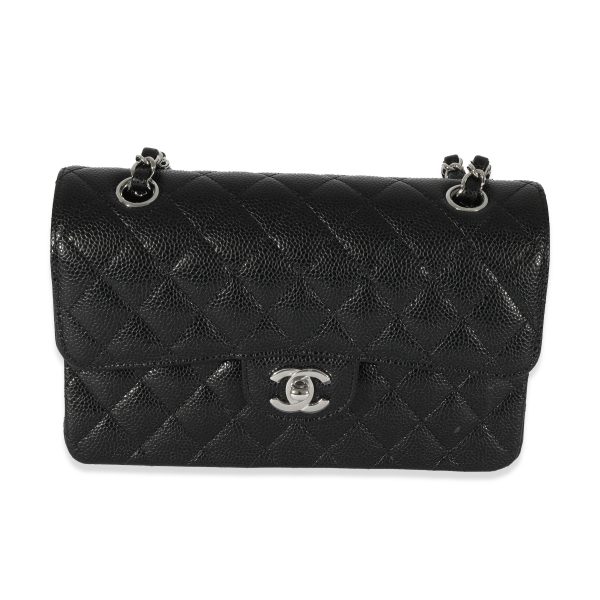 128516 fv Chanel Black Caviar Small Classic Double Flap Bag