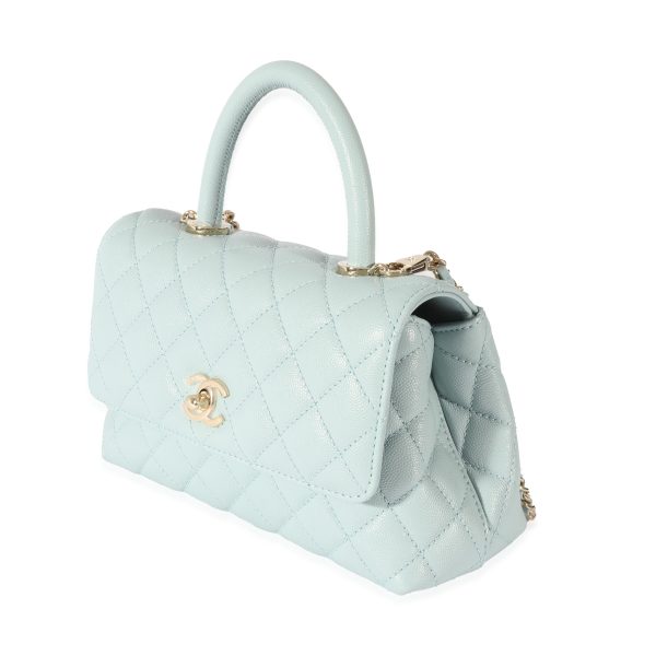 128517 sv 38bf3cd7 55a6 4812 9a1b cec1a7385281 Chanel 22P Blue Quilted Caviar Small Coco Top Handle Flap