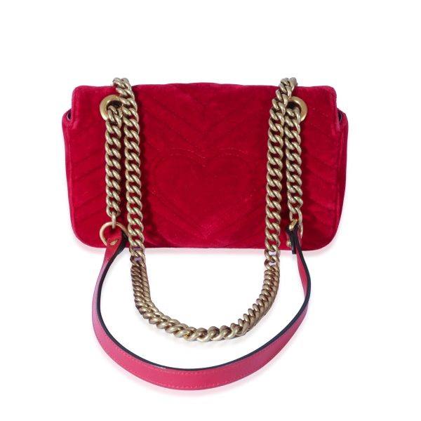 128518 pv 325868a8 eaac 4cda 8244 0389aa3ef45f Gucci Red Matelass√© Velvet Mini Marmont Shoulder Bag