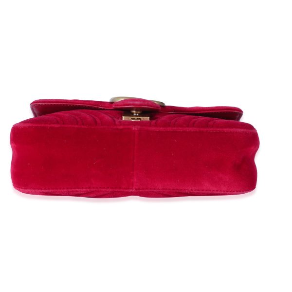 128518 stamp b7fa1c03 01ee 43ed b630 77d5b6a27100 Gucci Red Matelass√© Velvet Mini Marmont Shoulder Bag