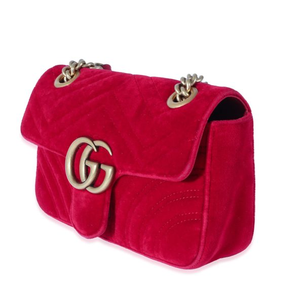 128518 sv 6dba7fcb 8c01 46a8 850f e434506dc78b Gucci Red Matelass√© Velvet Mini Marmont Shoulder Bag