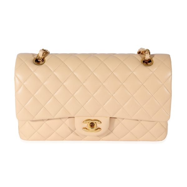 128537 fv Chanel Beige Lambskin Medium Classic Double Flap