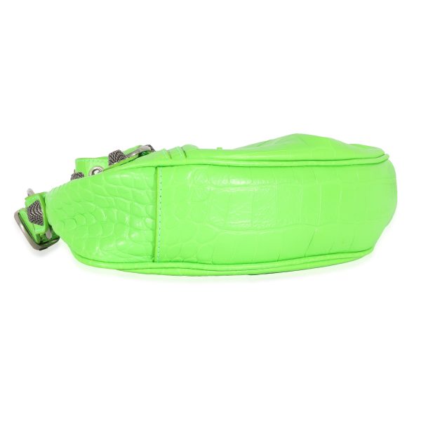 128546 bv 32d4db80 640b 4fdc 9145 06ec9a6cb968 Balenciaga Neon Green Croc Embossed Le Cagole XS