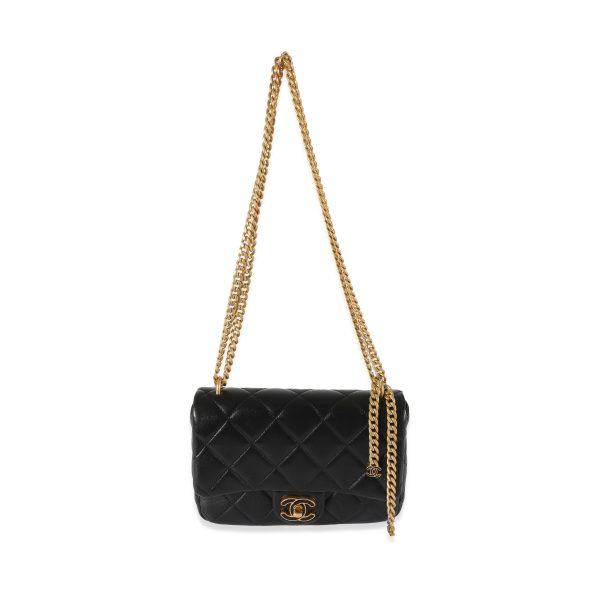 128548 bv Chanel Black Lambskin Enamel Pending CC Mini Square Flap