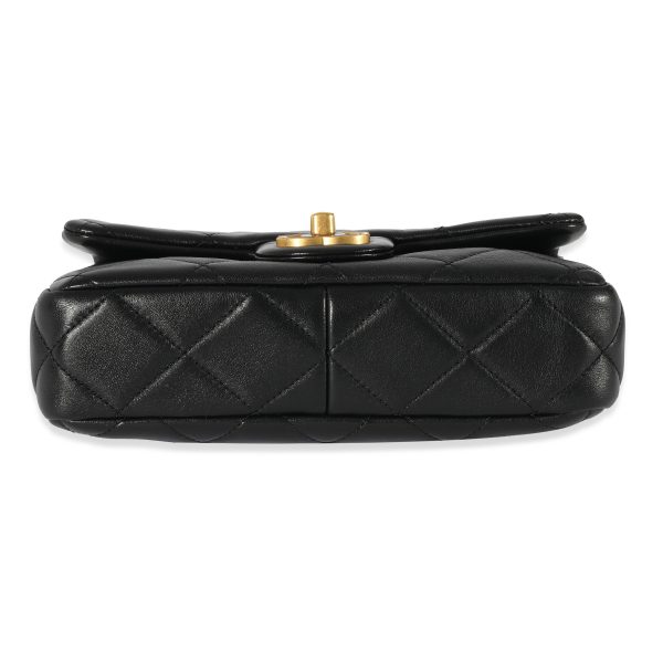 128548 stamp Chanel Black Lambskin Enamel Pending CC Mini Square Flap