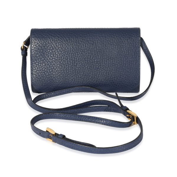 128555 pv Prada Navy Leather Wallet On Strap