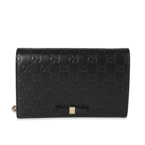 128564 fv 9b516882 c6b2 4bdf 9fd2 69b8dab07b3f Gucci Black Leather Guccissima Bow Chain Wallet